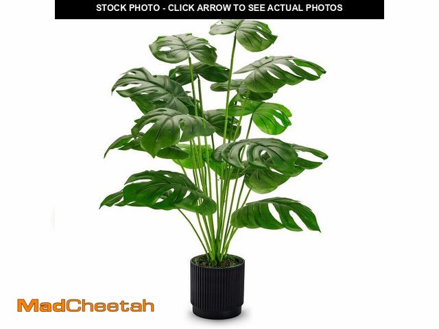 Lot 74-13959578 - Der Rose 28" Black Pot Fake Monstera Plants, Large Artificial Potted Plants for Indoor &amp; Outdoor...