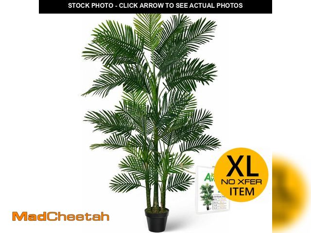 Lot 74-13074413 - (MISSING POT) Aveyas 6ft Artificial Golden Cane Palm Tree for Home Decor, 6 Feet Big Faux Plant Fake...