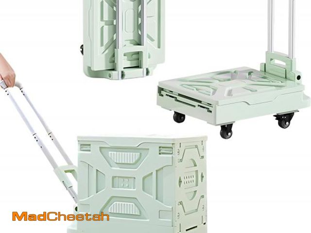 Lot 74-12367876 - VECELO Rolling Carts with Wheels, Foldable Utility Cart, Light Weight Platform Trucks Dolly, with Re...