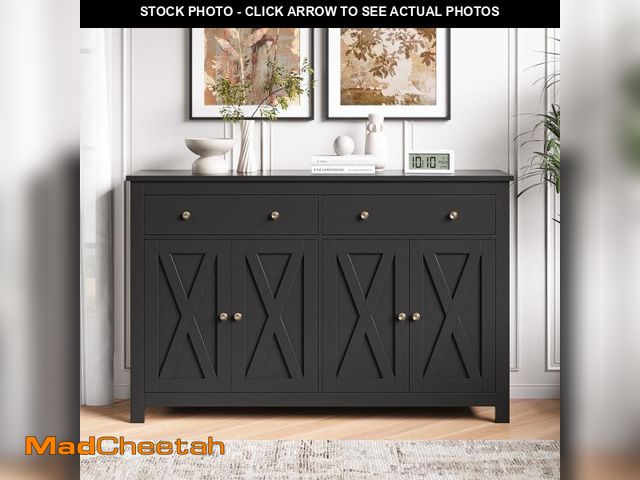 Lot 74-12379045 - Homfa 55.1'' W 4-Doors 2-Drawers Farmhouse Kitchen Buffet Cabinet with Storage, Wood Sideboard with ...
