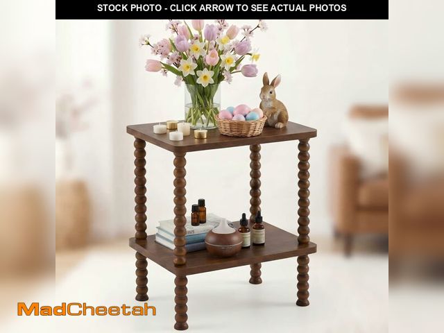 Lot 74-13621582 - AceOrbit 2 Tier Spindle Side Table Small Rustic Vintage Bedside Nightstand Coffee End Table with Sto...