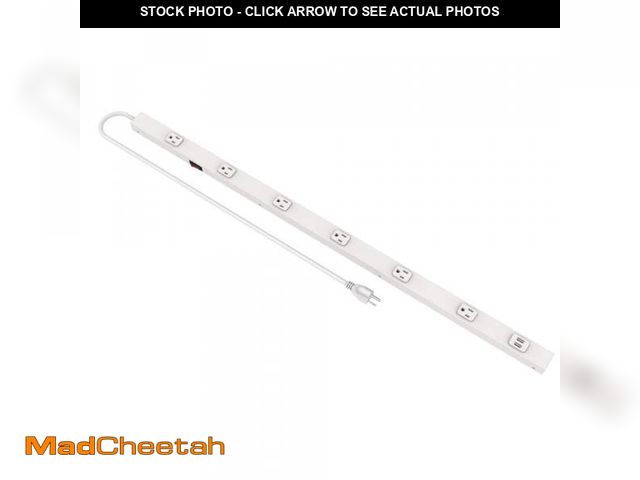 Lot 74-12491728 - Commercial Electric 6-Outlet 2 USB Power Strip, White - USED
