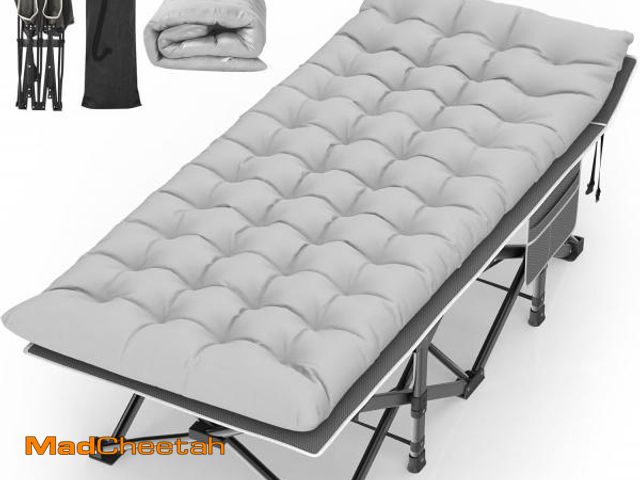 Lot 74-12096519 - Suteck Camping Cot, 32In XXL Folding Camping Cot Heavy Duty Sleeping Bed for Adults 1200D Double Lay...