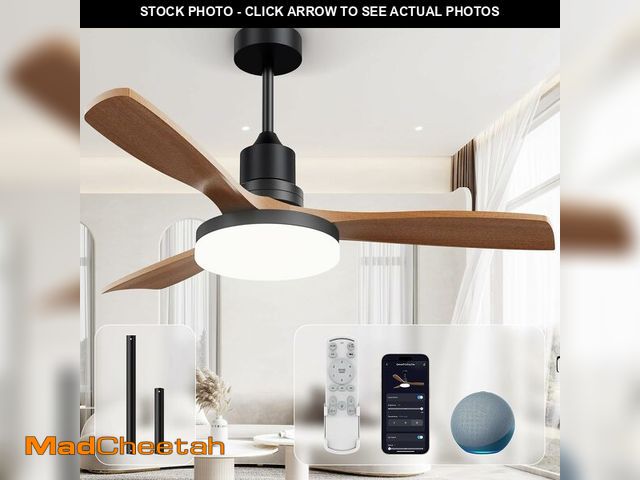 Lot 74-14282071 - Geinself 52 Inch Ceiling Fans with Lights, Smart Ceiling Fan Compatible with Alexa/App/Remote, 3 Sol...