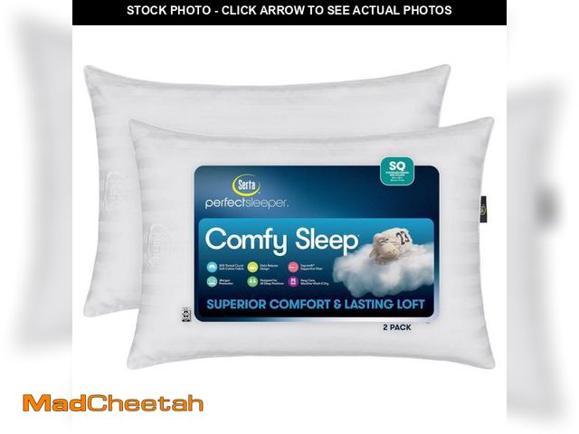 Lot 74-12536352 - Serta Perfect Sleeper Comfy Sleep Cotton Bed Pillow, 2 Pack (Assorted Sizes)Queen - UNUSED