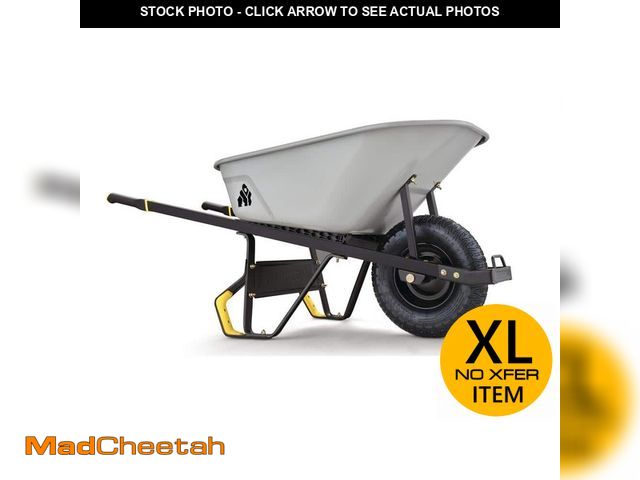 Lot 74-13738273 - Gorilla 6 cu. ft. PRO Heavy-Duty Steel Tub Wheelbarrow, Steel Braces and Handles, Easy Pivot/Dump De...