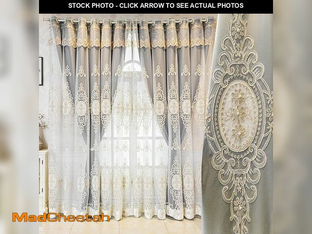 Lot 74-14056622 - Amidoudou 1 Pair European Double Layer Curtains with Valances for Living Room Bedroom Luxury 3D Flow...