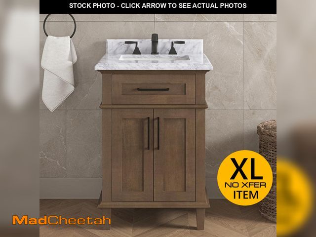 Lot 74-13738483 - Home Decorators Collection Sonoma 24 in. Single Sink Almond Latte Bath Vanity with Carrara Marble To...