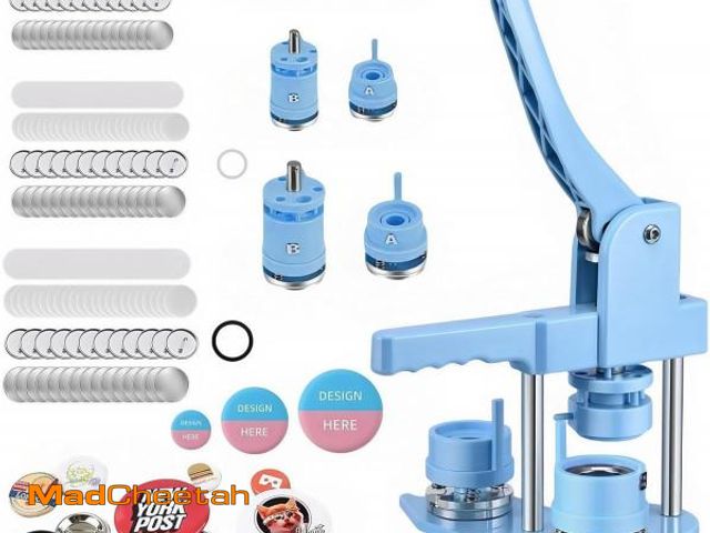 Lot 74-12324567 - Button Maker Machine Multiple Sizes, 1''+1.25''+2.25'' Pin Maker Button Press Machine W/ 300 Sets Me...