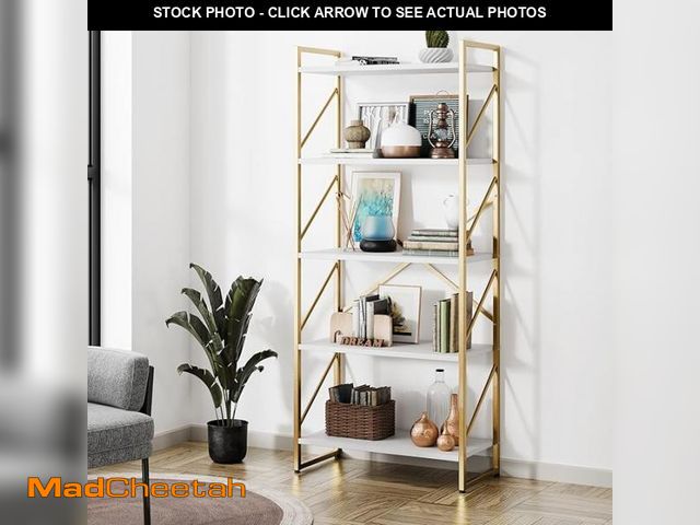 Lot 74-12137243 - Shintenchi 5 Tiers Bookshelf, Classically Tall Bookcase Shelf,Industrial Book Rack,Modern Book Holde...