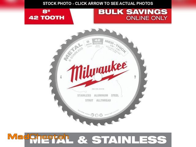 Lot 74-12534337 - Milwaukee 8 in. x 42 Carbide Teeth Metal &amp; Stainless Cutting Circular Saw Blade - UNUSED