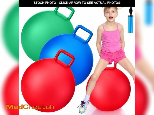Lot 74-14269481 - Lewtemi 3 Pcs 20 Inch Bouncing Ball with Handle, Outdoors Hopper Jumping Hopping Ball and Air Pump f...