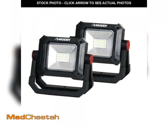 Lot 74-12032190 - *SEE DETAILS* Husky 2-Pack 1500-Lumens Rechargeable LED Work Lights *SEE DETAILS*  - UNUSED