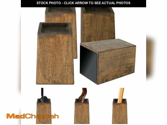 Lot 74-12698012 - Alpeir Wood Bed Risers Heavy Duty, Support Loading 2200lbs, 4 Pack Furniture Riser Leg Height Extend...