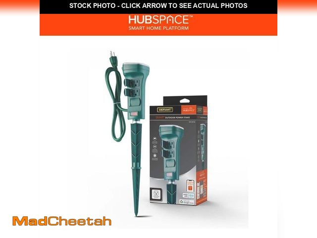 Lot 74-12868879 - *DIRTY* Defiant Smart Outdoor 4 ft. 6-Outlet Power Stake Timer Powered by Hubspace *DIRTY*  - USED