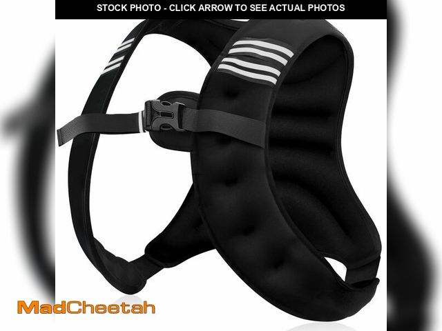 Lot 74-12605810 - NATURELUX Weighted Vest with Reflective Stripe and Adjustable Buckle Straps, Black, 10 lbs - UNUSED