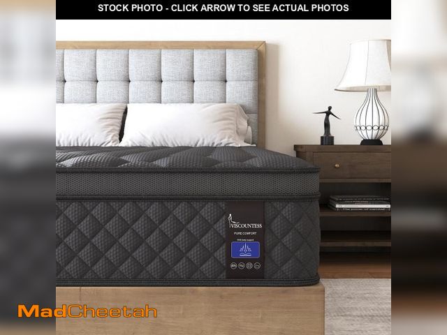 Lot 74-12207393 - VISCOUNTESS King Hybrid Mattress, 14 Inch Medium Mattress Euro Top for Back &amp; Lumbar Support, 10...