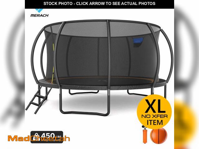 Lot 74-13700284 - MERACH 16FT Pumpkin Outdoor Trampoline with Safety Enclosure Net &amp; Ladder, Extra Large Backyard ...
