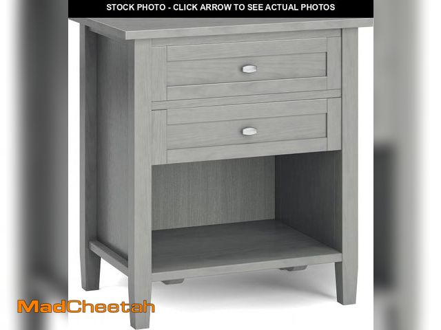 Lot 74-12096480 - SIMPLIHOME Warm Shaker SOLID WOOD 24 Inch Wide Transitional Bedside Nightstand Table in Fog Grey, Fo...