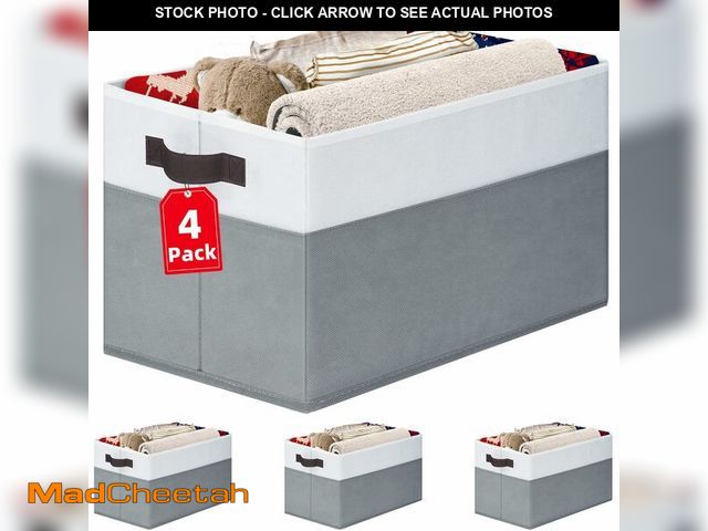 Lot 74-14143778 - 4 Pack Large Closet Storage Baskets Bins for Shelves | Fabric Closet Organizers and Storage with Han...