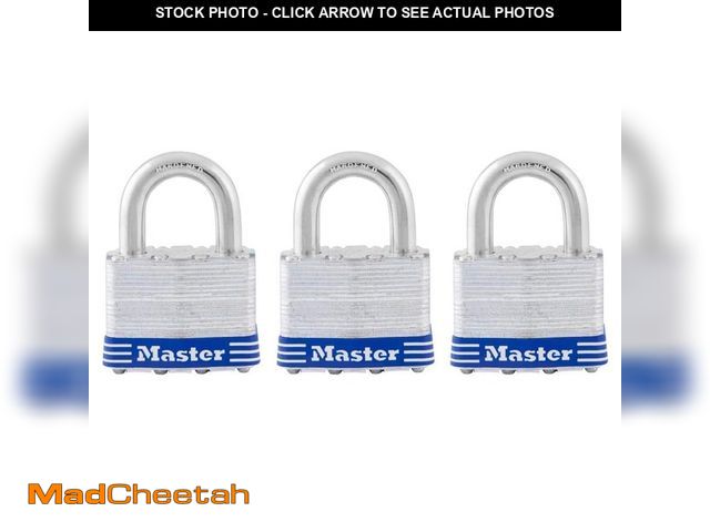 Lot 74-12676612 - Master Lock Outdoor Padlock with Key, 2 in. Wide, 3 Pack - UNUSED