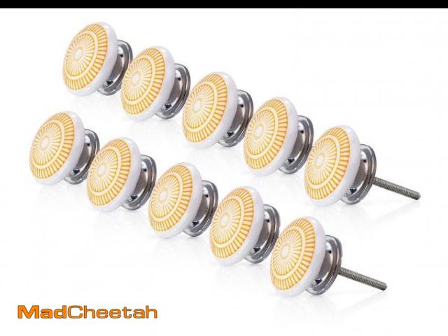 Lot 74-12539779 - Mascot Hardware Cobble Rosette 1-3/5 In. Yellow Cabinet Knob 10 pack - UNUSED