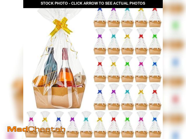 Lot 74-13631113 - Tuanse 30 Pcs Basket for Gift Empty DIY Bulk Gift Basket Kit with Handle Kraft Cardboard Tray with 3...