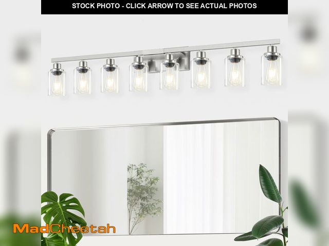 Lot 74-13563864 - DIKAIDA 52inch Brushed Nickel Vanity Light Fixtures, 8 Light Brushed Nickel Bathroom Vanity Lights O...