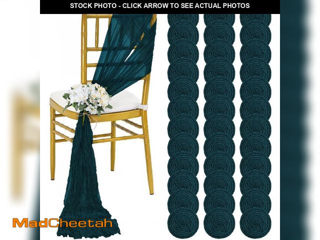 Lot 74-12312305 - REWOMC 36 Pcs Dark Teal Cheesecloth Chair Sashes, 16 x 108 inch Gauze Fabric Washable Chair Sashes B...