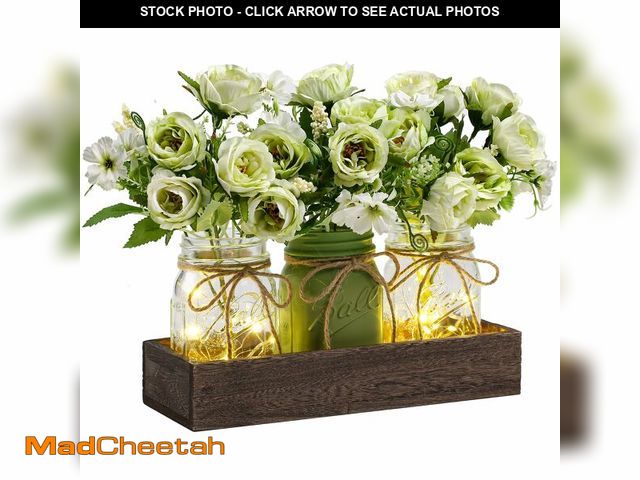 Lot 74-14208090 - DUOER 3 Pcs Mason Jar Centerpiece Table Decorations for Dining Farmhouse Coffee Table Decor with Woo...