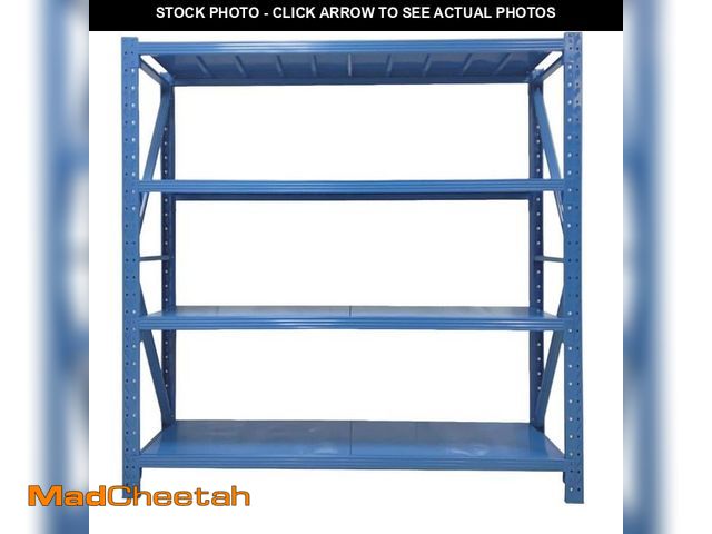 Lot 74-14590592 - Huluwat 4-Tire Steel Heavy Duty Adjustable Garage Storage Shelving Unit with Side Rail in Blue (79 i...