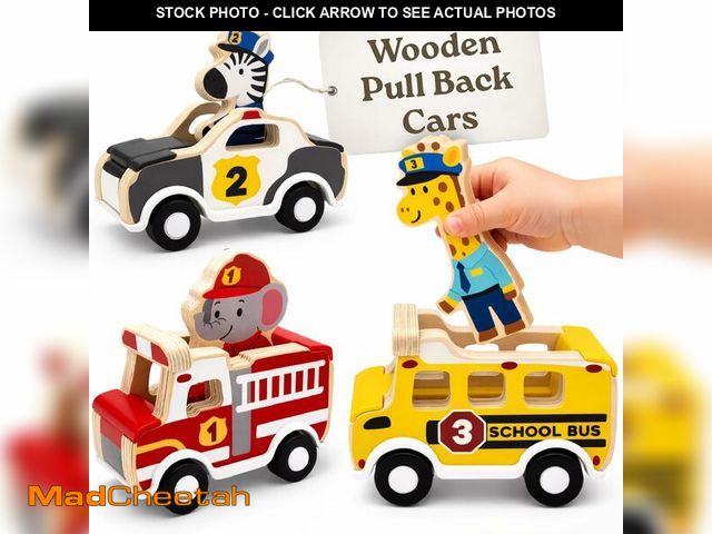 Lot 74-14210865 - Little Acorn, Wooden Pull Back Cars with Mix &amp; Match Characters | Montessori Toys for 1 &amp; 2 ...