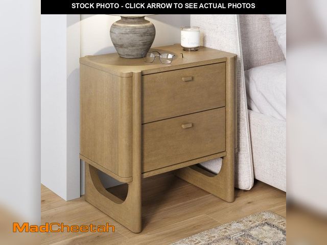 Lot 74-14345321 - Nathan James Solace Light Brown 2-Drawer Solid Wood Nightstand - UNUSED