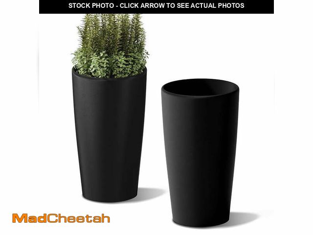 Lot 74-13817081 - SnugNiture 22-Inch Modern Outdoor Planters, Set of 2, Large Matte Frosted Design for Indoor &amp; Ou...