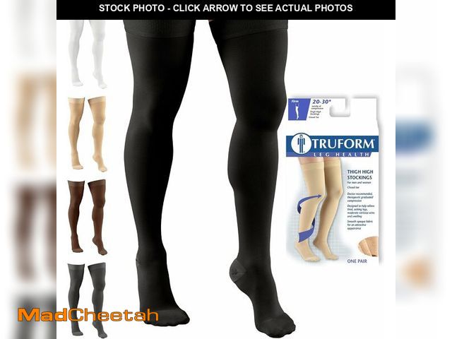 Lot 74-14356986 - Truform 20-30 mmHg Compression Stockings for Men and Women, Thigh High Length, Dot Top, Closed Toe, ...
