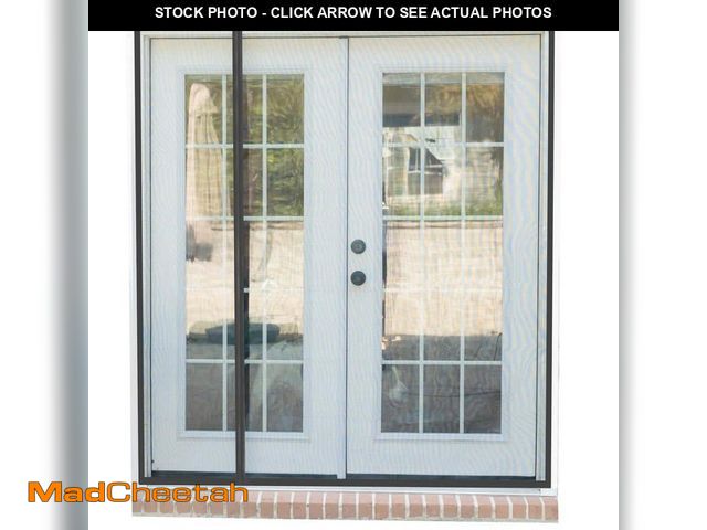 Lot 74-12872504 - Fenestrelle 72 in. x 80 in. Black Trim Flame Resistant Fiberglass Mesh Magnetic Screen Door with Ext...
