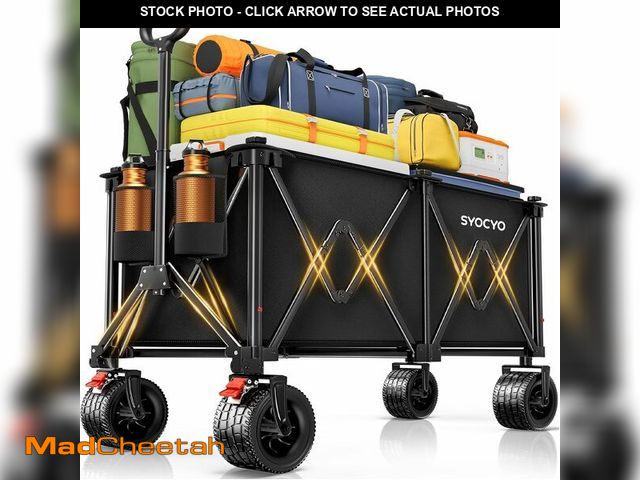 Lot 74-13709378 - Collapsible Wagon Carts 570LBS Weight Capacity Foldable Beach Wagon with Big All-Terrain Wheels 330L...