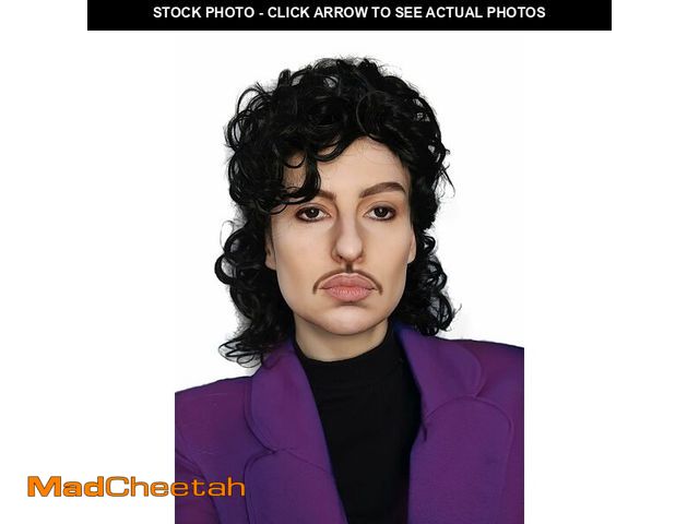 Lot 74-12709024 - ALLAURA Compatible with Prince Wig Purple Rain Ã¢â¬â Black Curly Short Wig for Men Ã¢â¬â 80s 9...