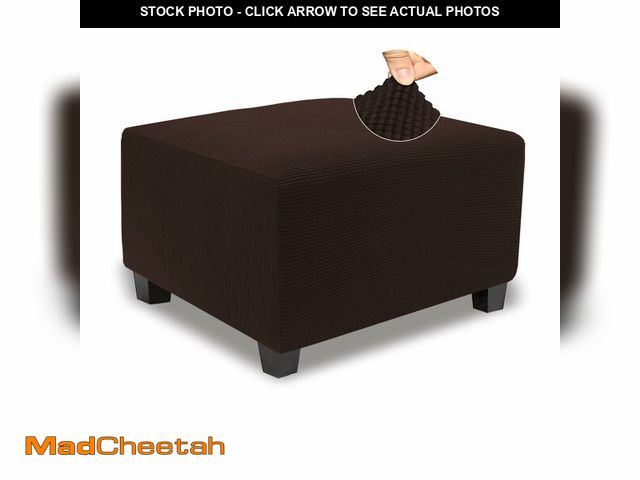 Lot 74-13717947 - NeColorLife Stretch Ottoman Cover Square Soft Knitted Jacquard Washable Thick Storage Foot Stool Cov...