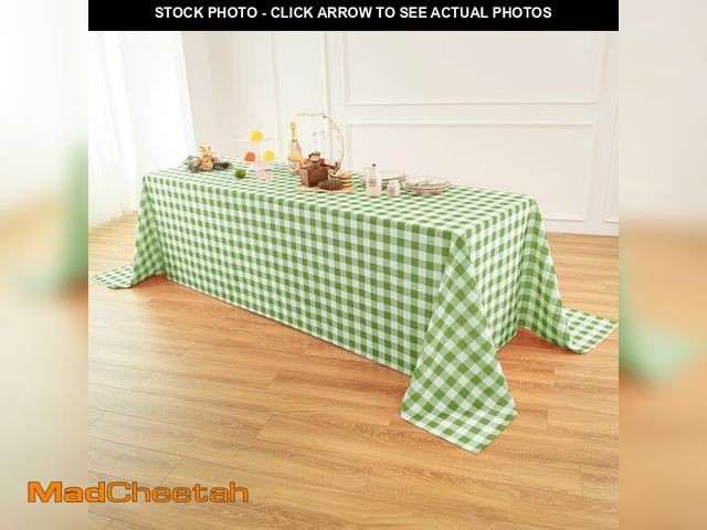 Lot 74-14425853 - Essifunia Classic Gingham Buffalo Tablecloth Fabric - Oblong 90x156 Inch Water Proof Checkered Table...