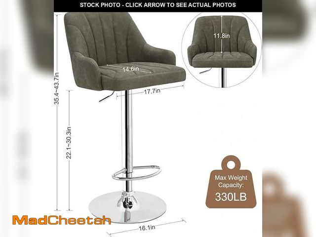 Lot 74-12046105 - (SET OF 2) VECELO Adjustable Barstools, Counter Bar Stools with Back and Arm, Kitchen Island Stools ...