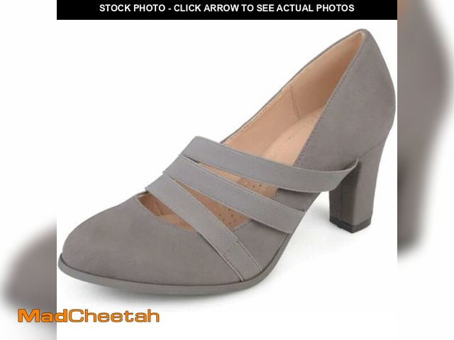 Lot 74-10902536 - Journee Collection Womens Loren Comfort Insole Round Toe Mid Block Heel Pumps - Grey - 6 Wide - USED