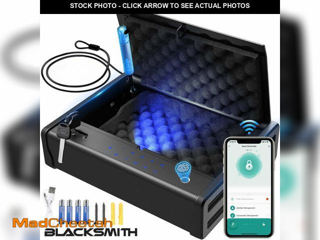 Lot 74-13766884 - Gun Safe,Blacksmith Biometric Pistol Safe Gun Locker Box with APP Control and Fingerprint 5-Quick Ac...