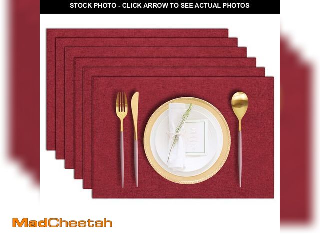 Lot 74-14336289 - LANDVIEW Cloth Placemats Set of 6, Cotton Linen Blend Machine Washable Durable Linen Table Mats, Hea...