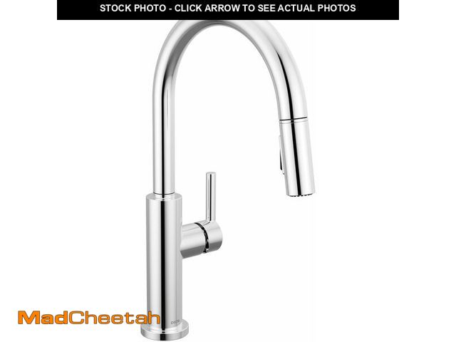 Lot 74-13733651 - Delta Nicoli Chrome Kitchen Faucet with Pull Down Sprayer, Modern Single Hole Kitchen Sink Faucet, S...