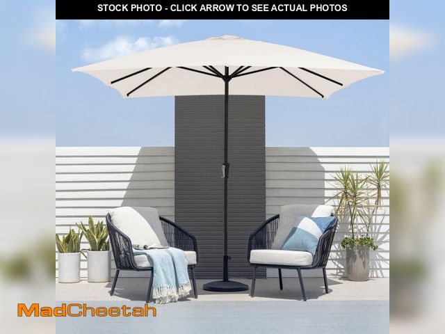 Lot 74-14607974 - FUNDAZE 8' x 10' Rectangular Patio Umbrella w/ Crank, 8 Sturdy Ribs, Outdoor Shade for Chair Table D...