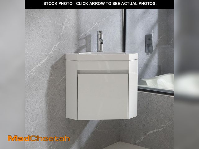 Lot 74-12812672 - Wonline Wonline 15.75 in. W x 15.75 in. D x 19.49 in. H Corner Bath Vanity in White with White Top w...