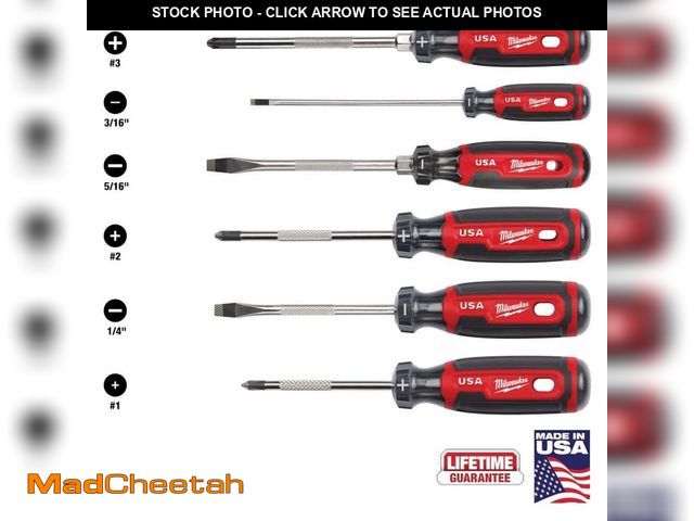 Lot 74-13692270 - Milwaukee Multi-Bit Screwdriver Set with Cushion Grip (6 Piece) - UNUSED