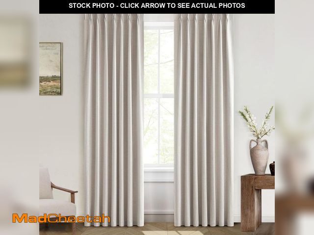 Lot 74-11554141 - Natural Linen Pinch Pleated Blackout Curtains &amp; Drapes 96 Inch Long Bedroom/Livingroom Farmhouse...