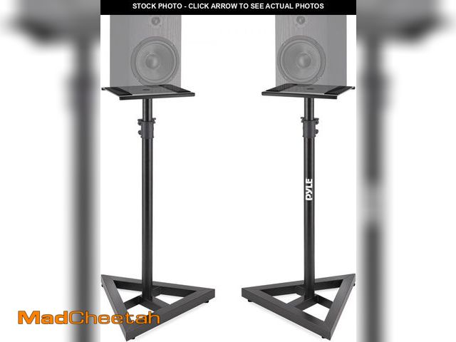 Lot 74-12396897 - Pyle Speaker Stand Pair of Sound Play 1 and 3 Holder - Telescoping Height Adjustable from 26" - 52" ...